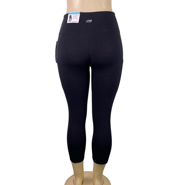 Marika Womens Black Capri Leggings With Pockets Small Stretchy Activewear