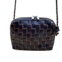 CEM Women's Brown Leather Woven Handcrafted Textured Design Crossbody Bag