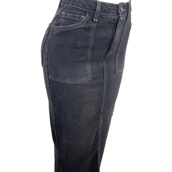 Love Fire High-Waisted Black Denim Pencil Skirt W/ Back Slit  Womens Sz 1 - New