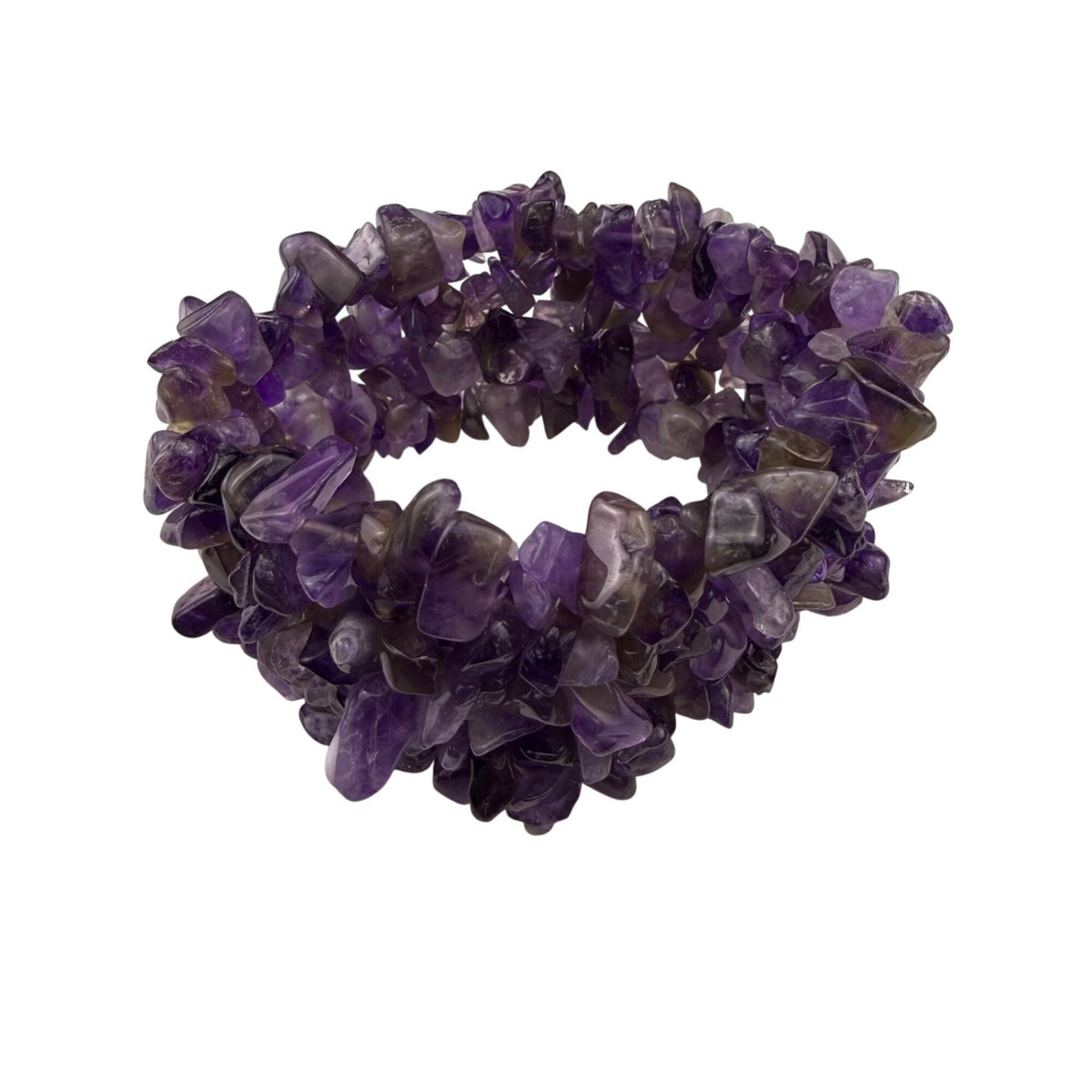 Amethyst Purple Natural Stone Bracelet Stretch Band Unique Chunky Boho Design