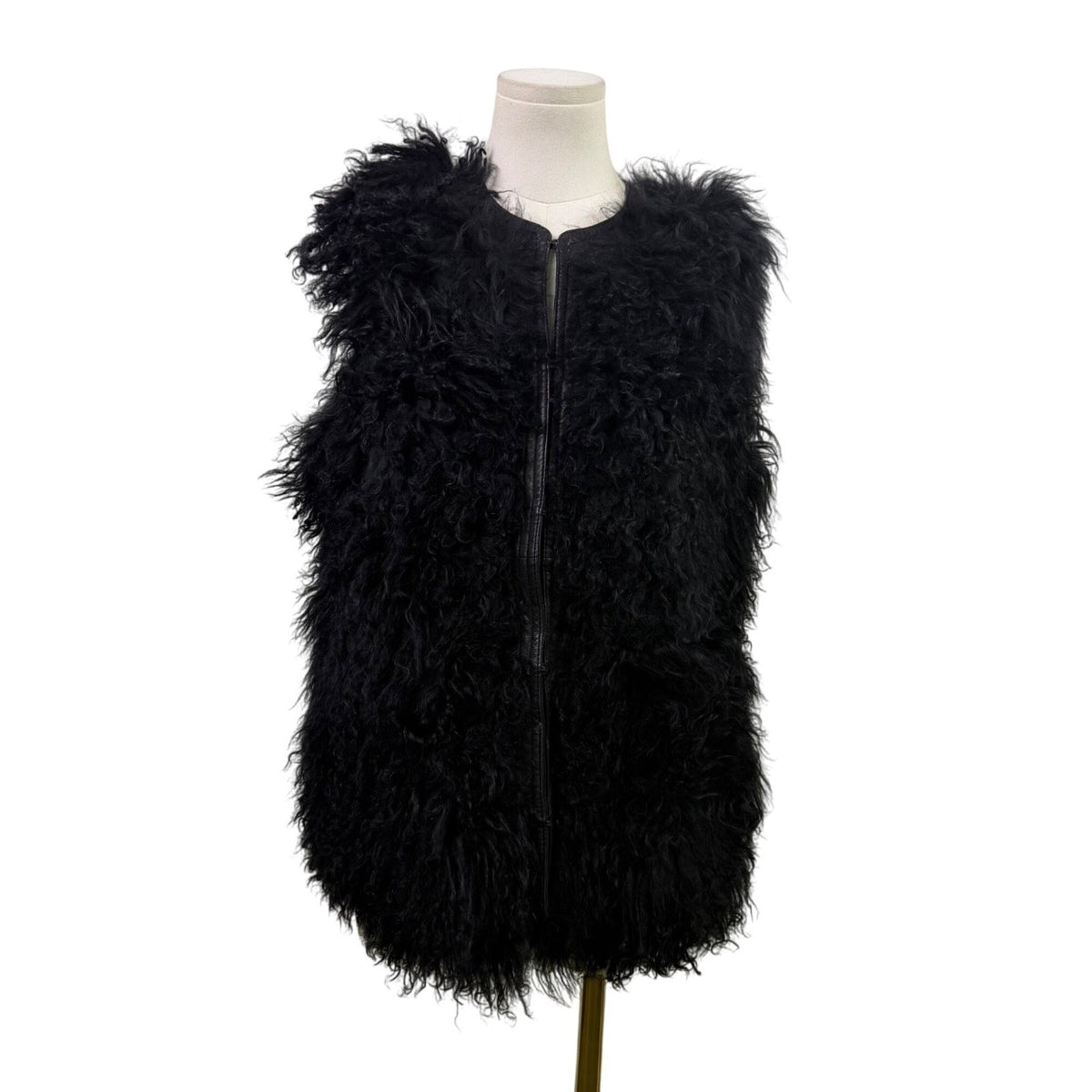 7 For All Mankind Womens Black Lamb Fur Sweater Vest Soft Fuzzy Texture Size S