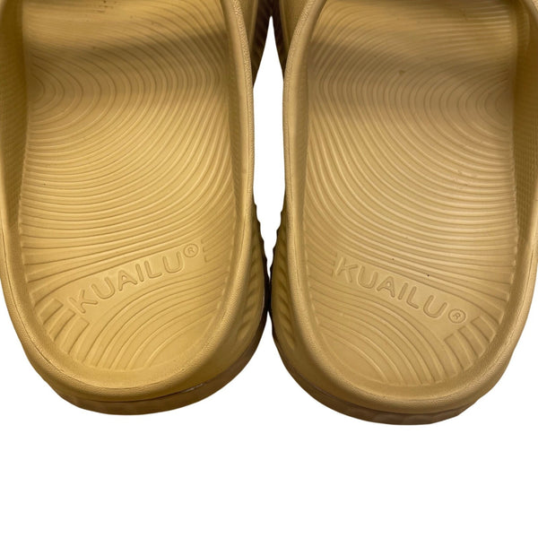 Kuilu Women’s Beige Slip-On Cushioned Footbed Buckle Design Sandals Size 7