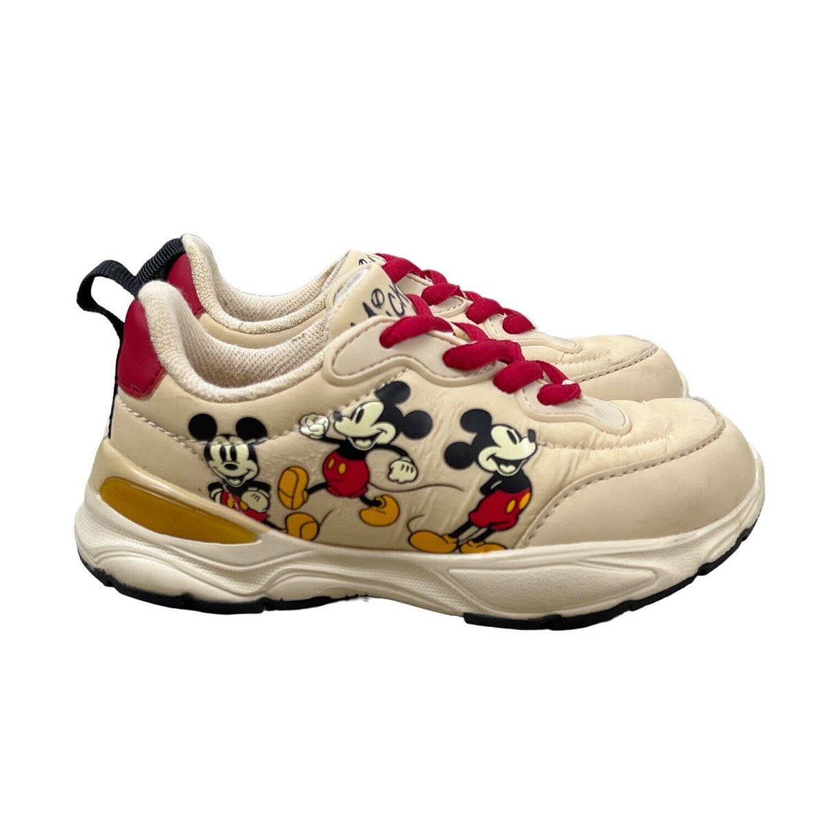Zara Toddler Girl's Beige And Red Disney Mickey Mouse Sneakers Sz 25