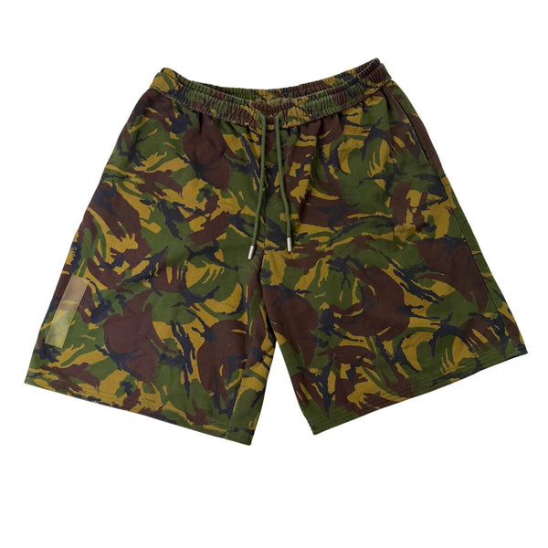 Off-White Mens Camouflage Cotton Shorts With Drawstring Waist & Graphics Size L