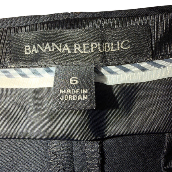 Banana Republic Women Black Cotton/Rayon Logan Trouser Mid-Rise Stretch Size 6