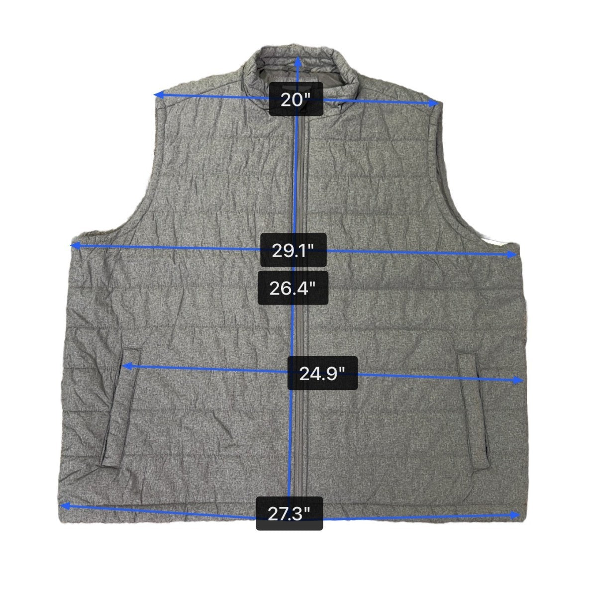 Sonoma Mens Gray Puffer Vest Full-Zip Lightweight Sleeveless Jacket Sz XXL - New