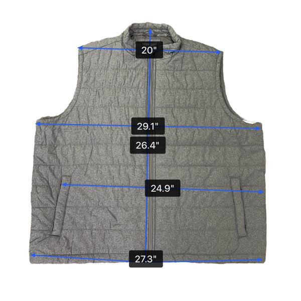 Sonoma Mens Gray Puffer Vest Full-Zip Lightweight Sleeveless Jacket Sz XXL - New