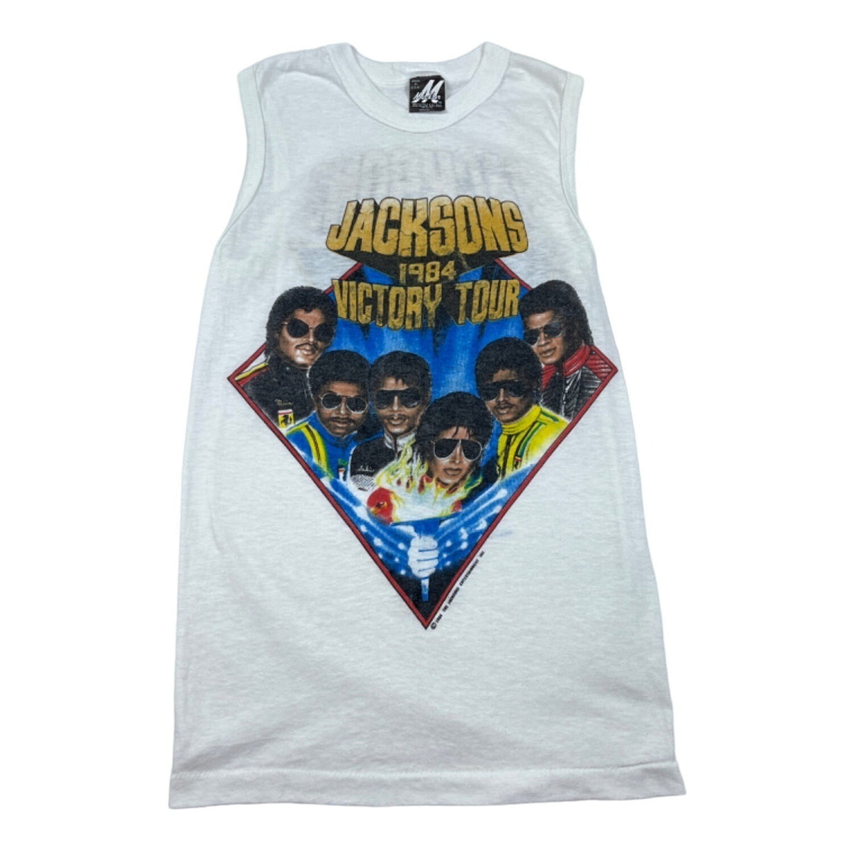 Vintage The Jacksons Victory Tour 1984 White Sleeveless Tee Sz S