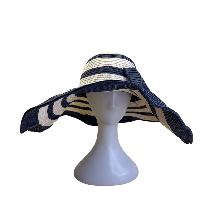 Vineyard Vines Kentucky Derby Wide Brim Navy & White Striped Sun Hat - New