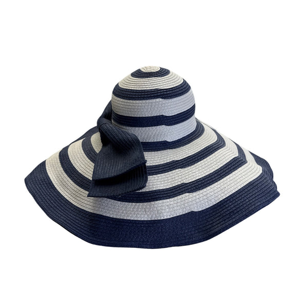 Vineyard Vines Kentucky Derby Wide Brim Navy & White Striped Sun Hat - New