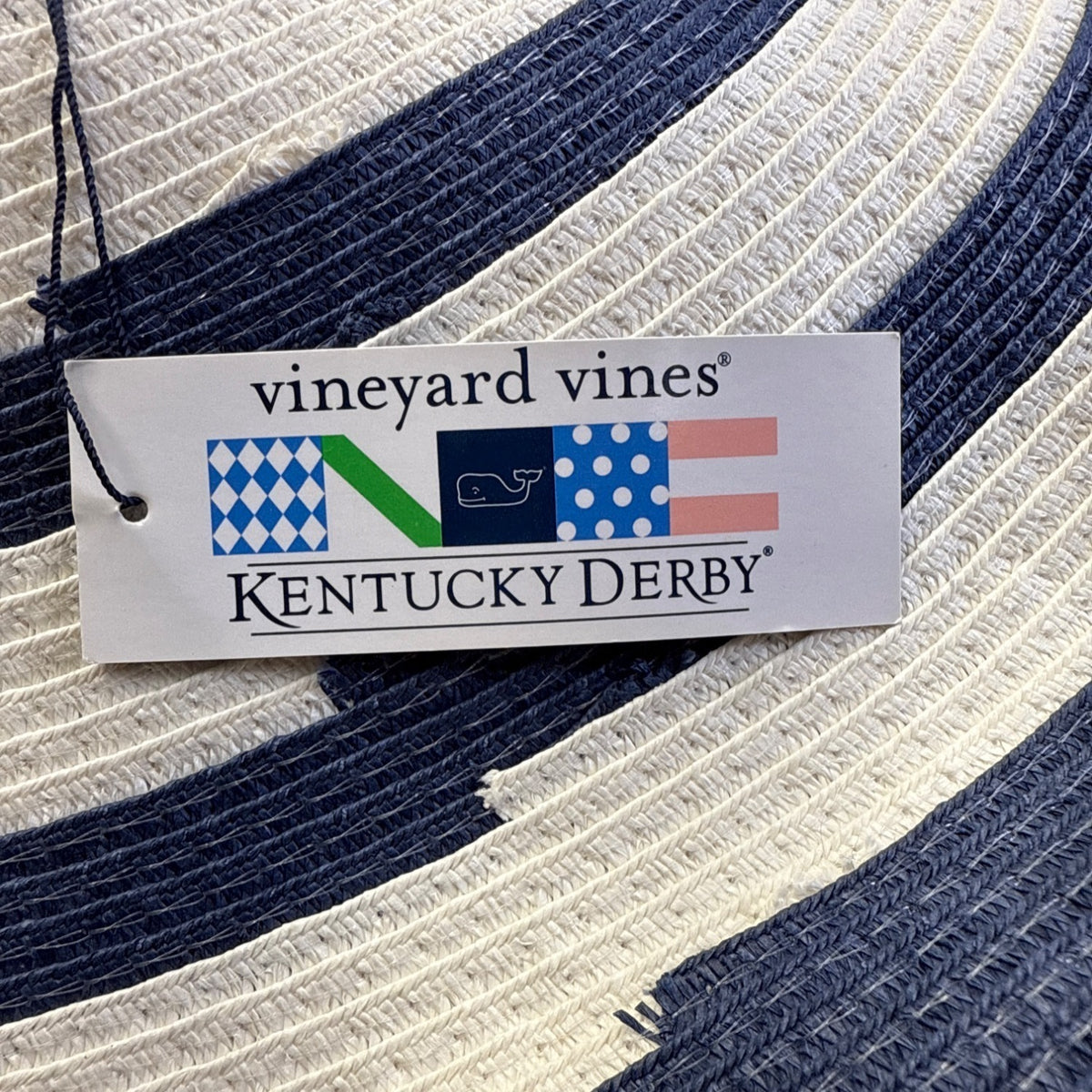 Vineyard Vines Kentucky Derby Wide Brim Navy & White Striped Sun Hat - New