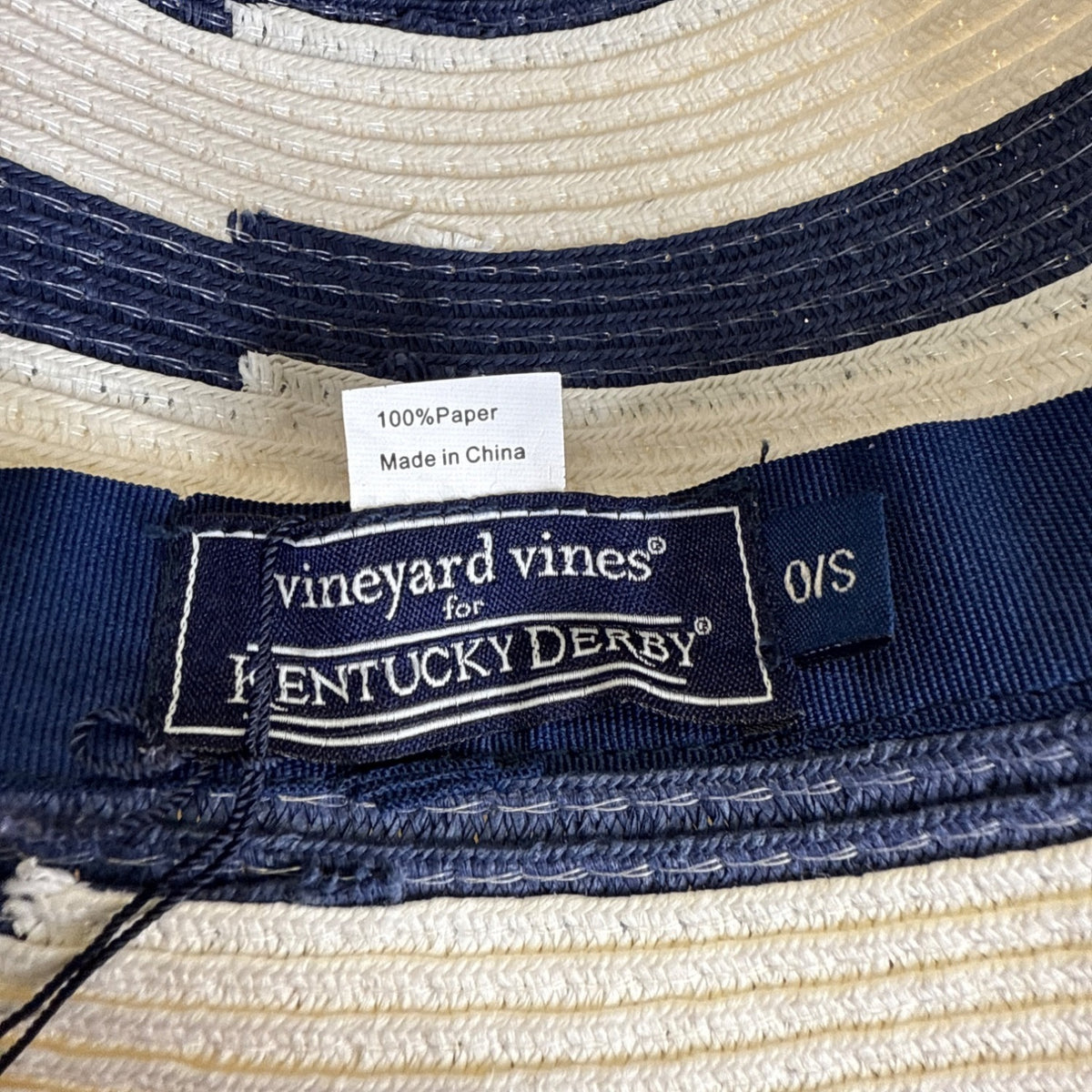 Vineyard Vines Kentucky Derby Wide Brim Navy & White Striped Sun Hat - New