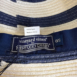 Vineyard Vines Kentucky Derby Wide Brim Navy & White Striped Sun Hat - New