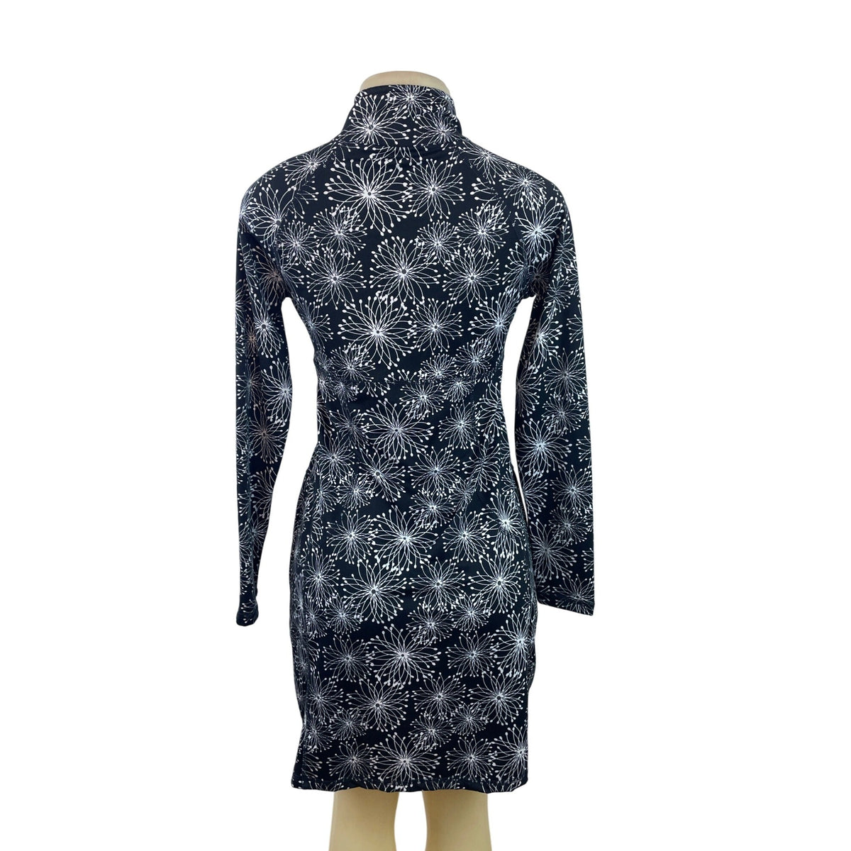Soybu Black & White Floral Long Sleeve Mock Neck Dress Sz S