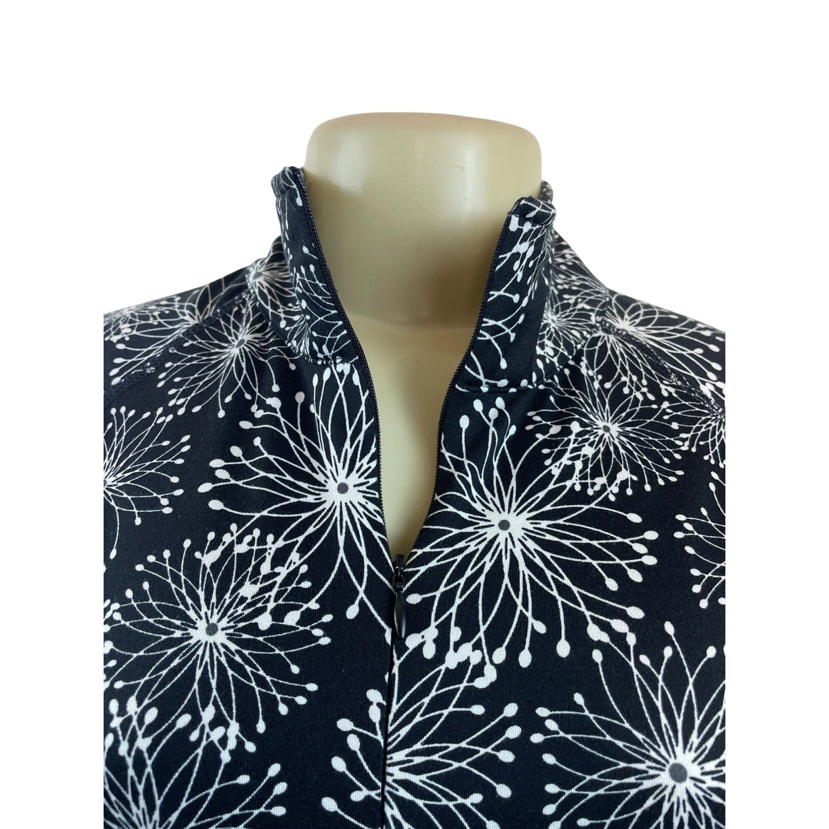 Soybu Black & White Floral Long Sleeve Mock Neck Dress Sz S