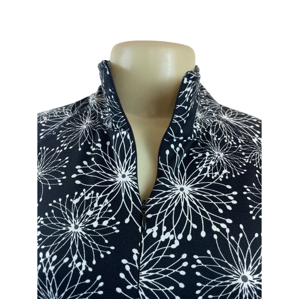 Soybu Black & White Floral Long Sleeve Mock Neck Dress Sz S