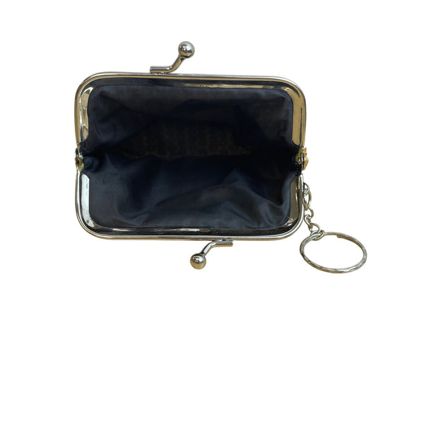Gold Sequin Women’s Keychain Clasp Coin Purse Metallic Small Glitter Accent Shiny Design