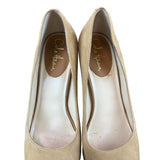 Cole Haan Air Jocelyn OT Wedge Peep Toe Shoes 9B Beige Suede & Cork Womens Shoes