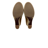 Cole Haan Air Jocelyn OT Wedge Peep Toe Shoes 9B Beige Suede & Cork Womens Shoes