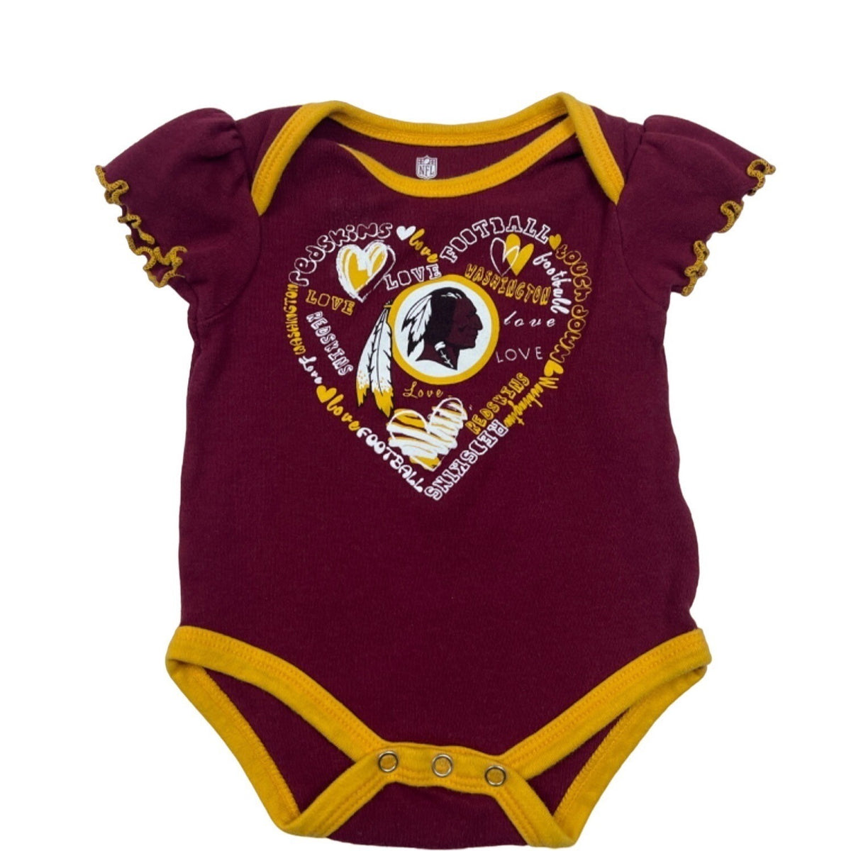 NFL Indians Toddler Girl's Red and White Creeper Set Sz 0-3M - NWT