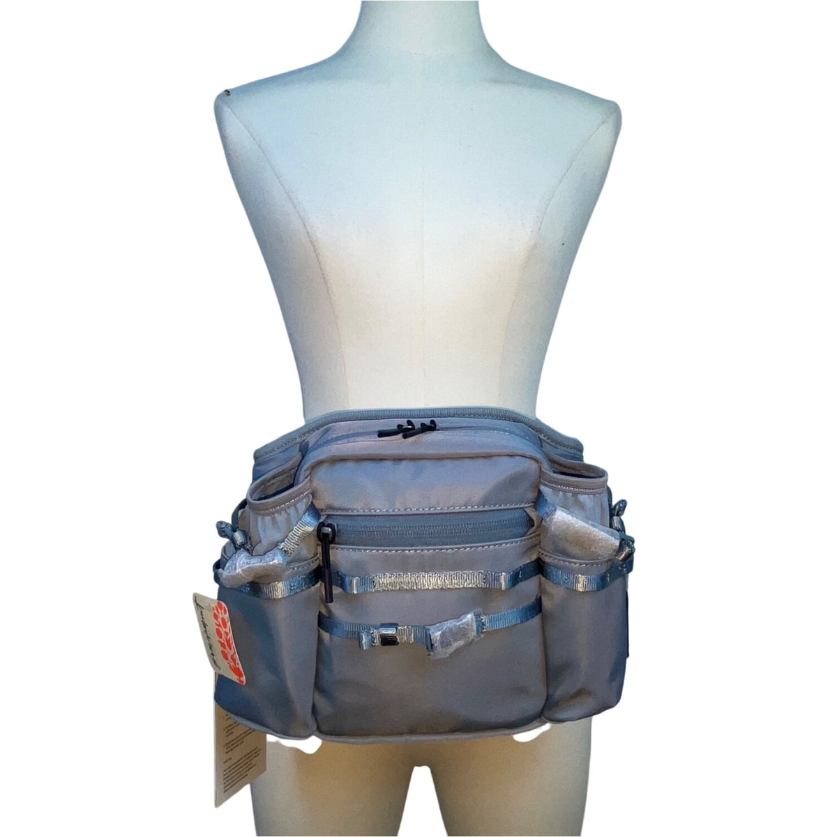 Caraa Sport Light Blue Nylon Multi-Pocket Adjustable Strap Utility Belt Bag - New