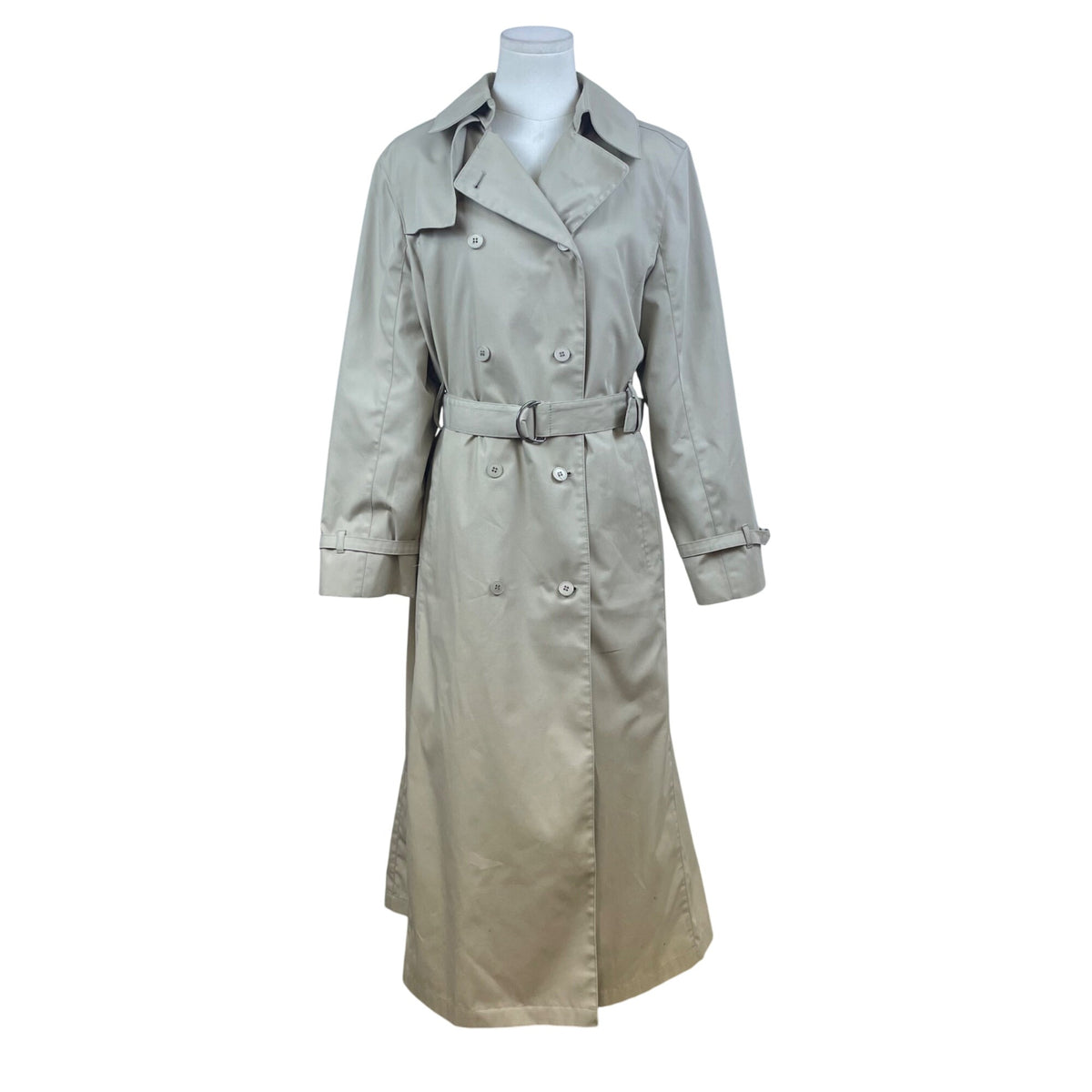 London Fog Women's Khaki Beige Double Breasted Trench Coat With Belt Size 12 Reg