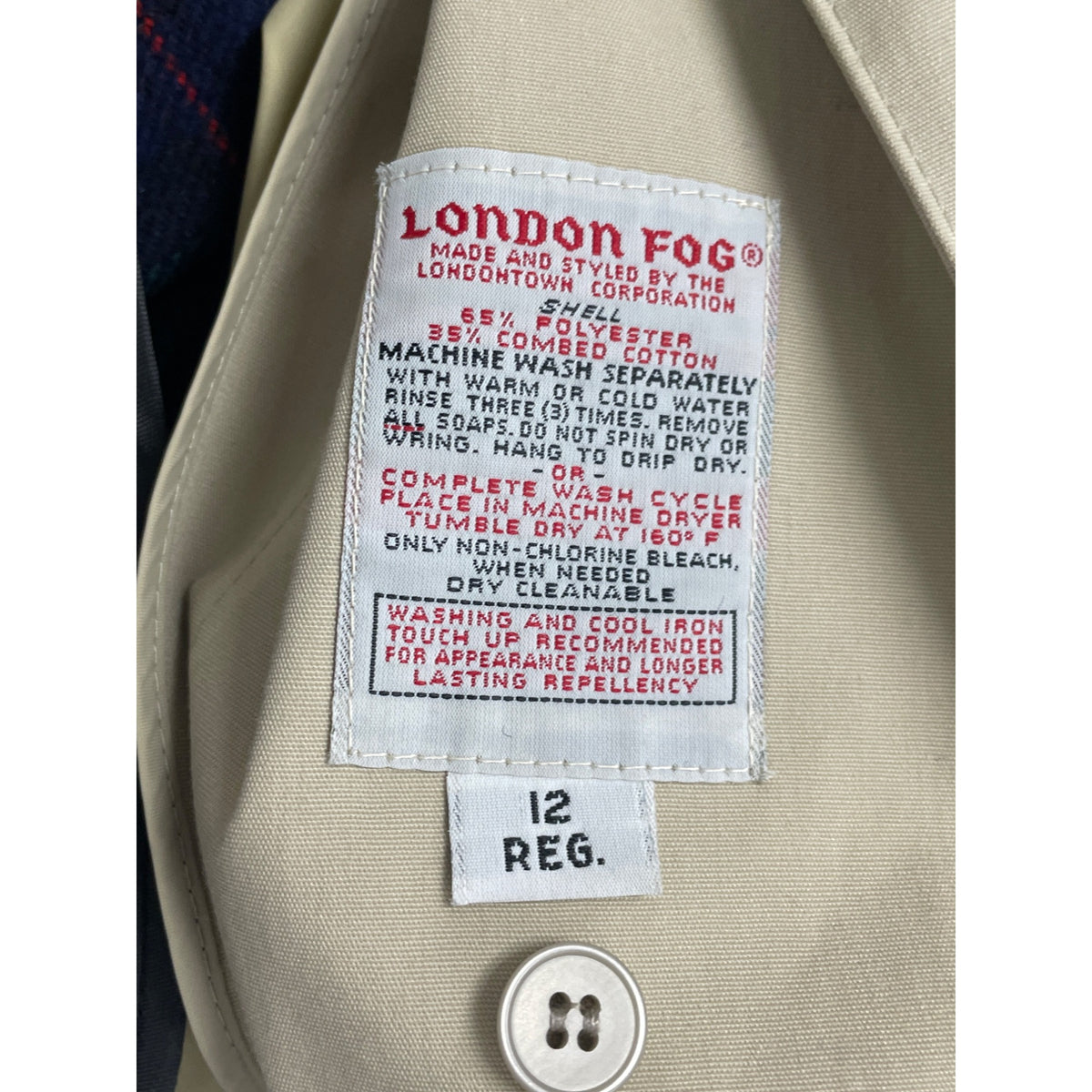 London Fog Women's Khaki Beige Double Breasted Trench Coat With Belt Size 12 Reg