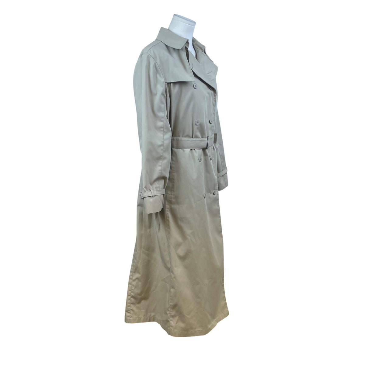 London Fog Women's Khaki Beige Double Breasted Trench Coat With Belt Size 12 Reg