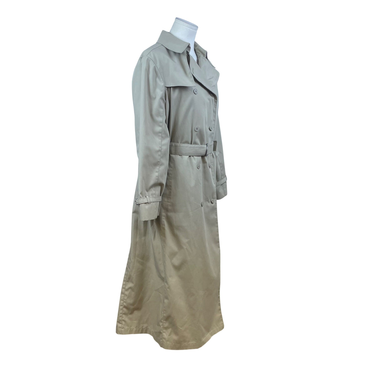 London Fog Women's Khaki Beige Double Breasted Trench Coat With Belt Size 12 Reg