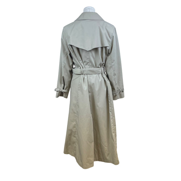 London Fog Women's Khaki Beige Double Breasted Trench Coat With Belt Size 12 Reg