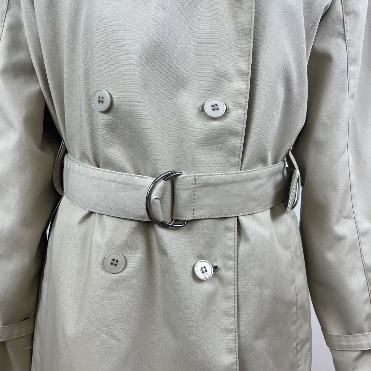 London Fog Women's Khaki Beige Double Breasted Trench Coat With Belt Size 12 Reg