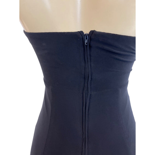 B. Darlin Elegant Black Halter Maxi Dress With Beaded Waist & Mesh Detail Sz 0