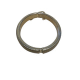 Vintage Gold-Tone Hinged Bangle Bracelet With Safety Chain Textured Design Elegant Style