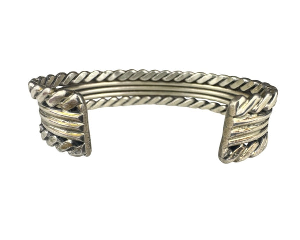 Sterling Silver Unisex Cuff Bracelet Rope Design Handcrafted Adjustable