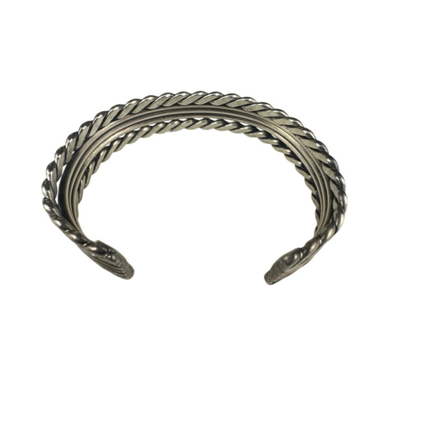 Sterling Silver Unisex Cuff Bracelet Rope Design Handcrafted Adjustable