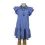 Entro Women’s Blue Ruffle Sleeve Tiered Dress Polyester Lightweight Summer Sz S