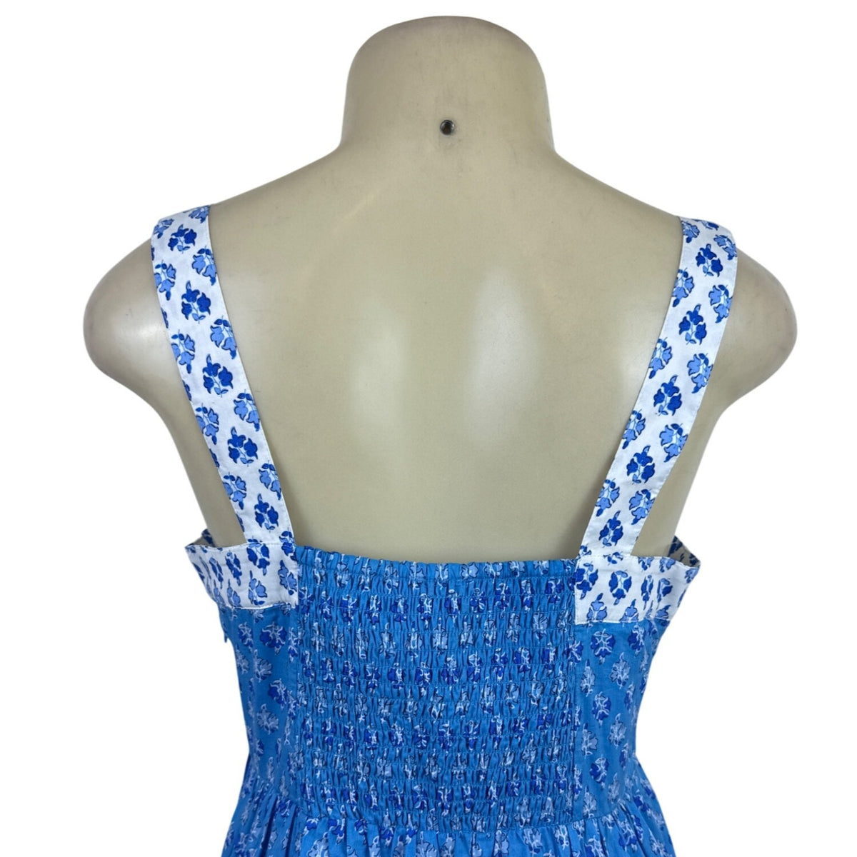 J.Crew Blue & White Floral Sleeveless Square Neck Dress W/ Lace Trim Sz 6 - New