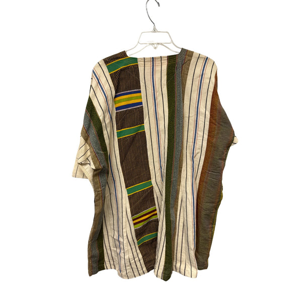 Handwoven Unisex Multicolor Cotton Dashiki Top Striped Loose Fit Traditional Design