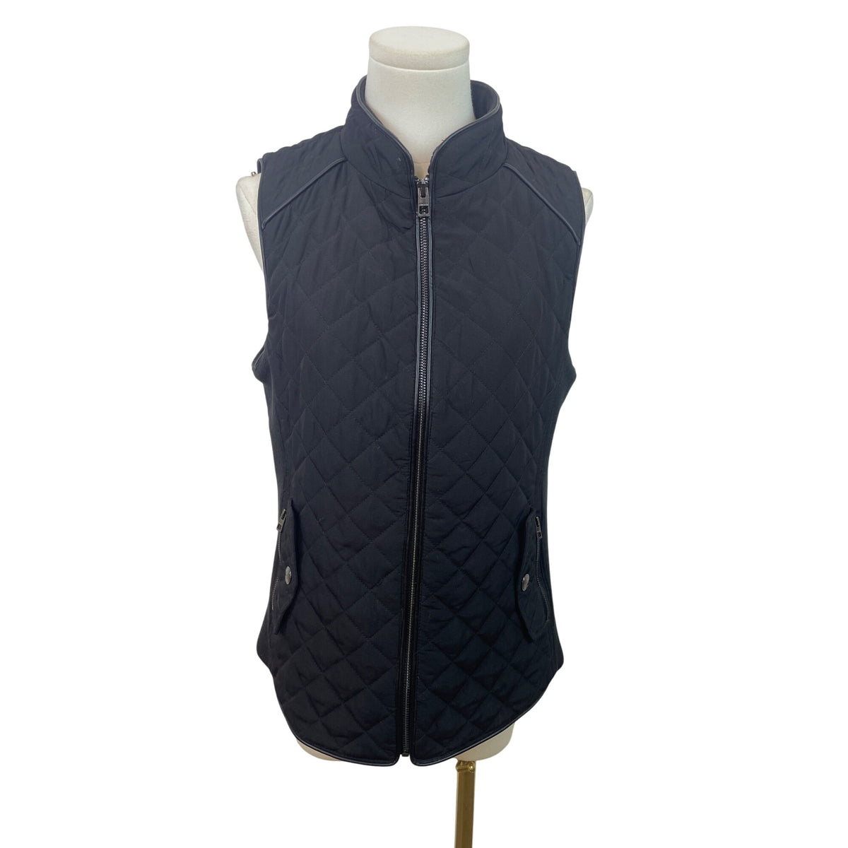 Chico’s Women's Black Quilted Zip Up Vest With Side Pockets Size 0/ Us 4