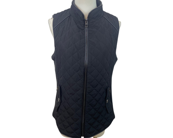 Chico’s Women's Black Quilted Zip Up Vest With Side Pockets Size 0/ Us 4