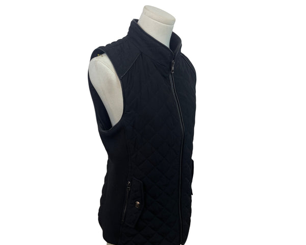 Chico’s Women's Black Quilted Zip Up Vest With Side Pockets Size 0/ Us 4