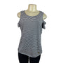 Michael Kors Striped Cold Shoulder Black & White Top Womens Shirt Size L