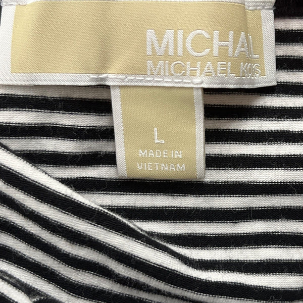 Michael Kors Striped Cold Shoulder Black & White Top Womens Shirt Size L