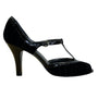 Nine West Women’s Black Suede & Patent Leather T-Strap Rhenium Heels Size 7.5M
