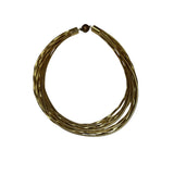 Gold Tone Womens Multi-Strand Metallic Necklace With Magnetic Clasp 18 Inches Long