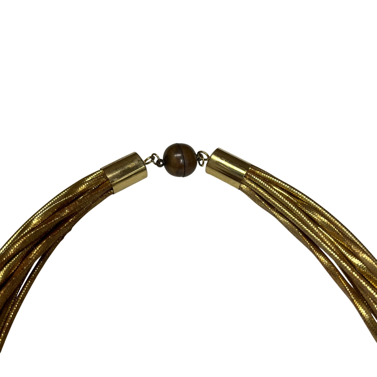 Gold Tone Womens Multi-Strand Metallic Necklace With Magnetic Clasp 18 Inches Long