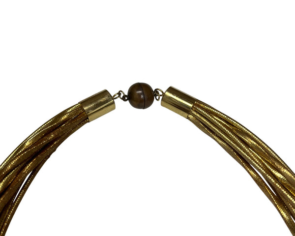 Gold Tone Womens Multi-Strand Metallic Necklace With Magnetic Clasp 18 Inches Long