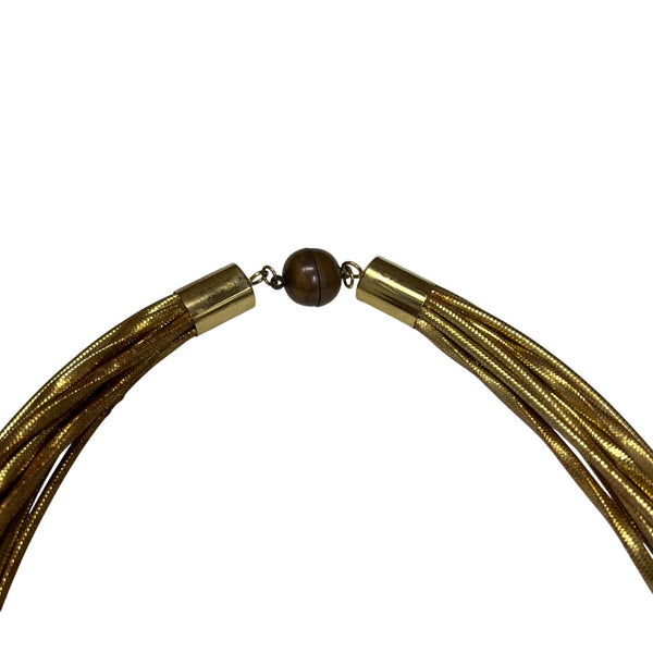 Gold Tone Womens Multi-Strand Metallic Necklace With Magnetic Clasp 18 Inches Long