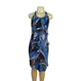 Banana Republic Womens Halter Neck Ruffle Dress Blue/Black Abstract Print