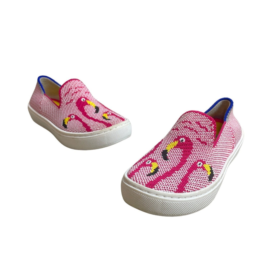 Rothys Toddler Girl’s Pink Flamingos Flat Shoes Sz 10